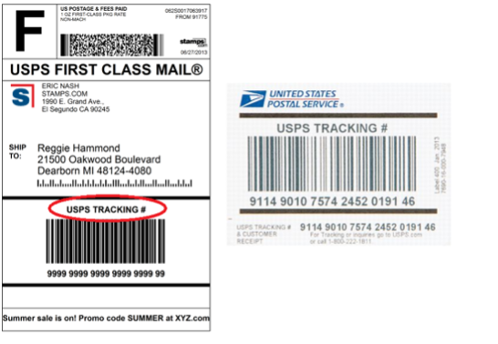 USPS first class mail label