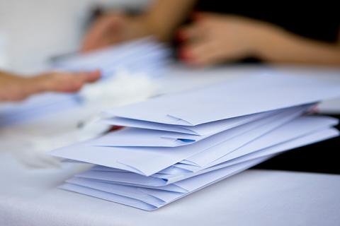 stack of envelopes in office