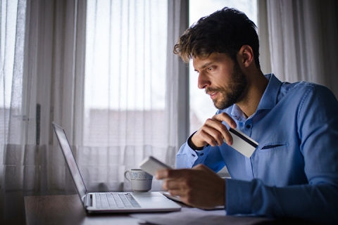 Man making payment online