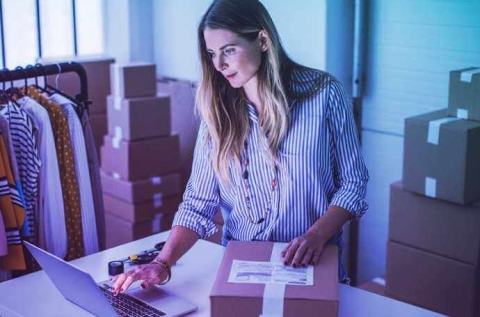 woman checking her shipment information