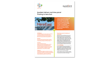 Customer Story: Quadient Delivers Real-Time Parcel Tracking to Here East Case Study Cover