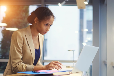 woman using laptop