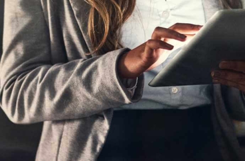 businesswoman using tablet