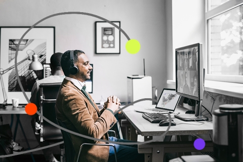 Man sitting infront of the computer