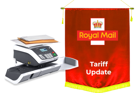 image showing a franking machine and Royal Mail logo