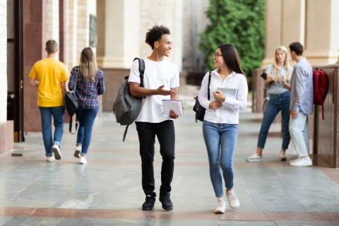 University students walking to class